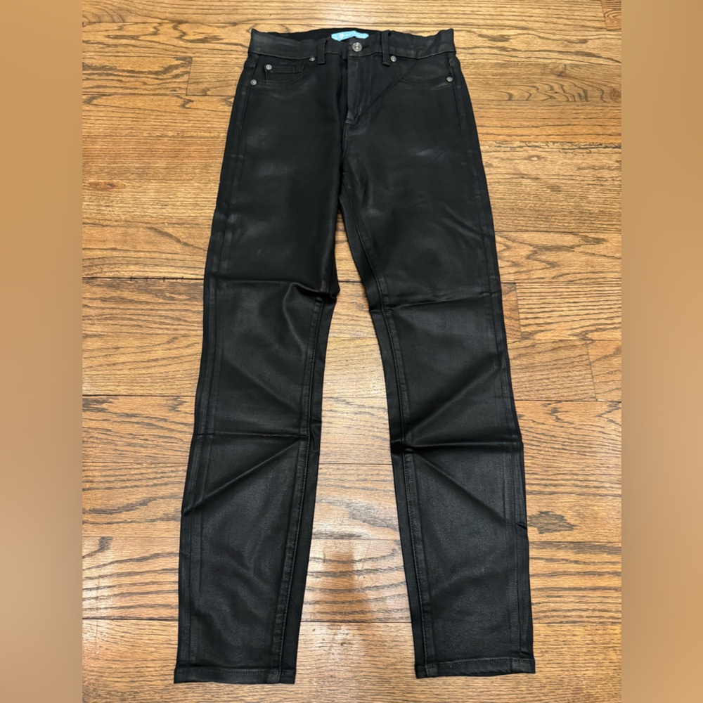 7 For All Mankind Coated High Waist Skinny Jeans Black Size 27 Faux Leather